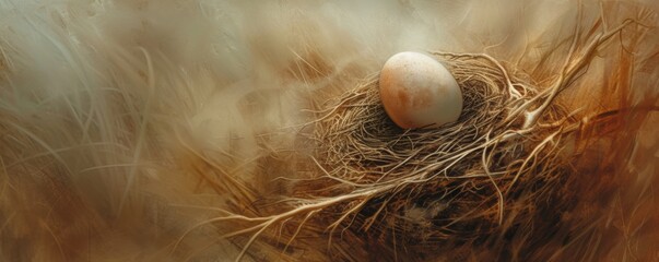 Birds Nest With a White Egg