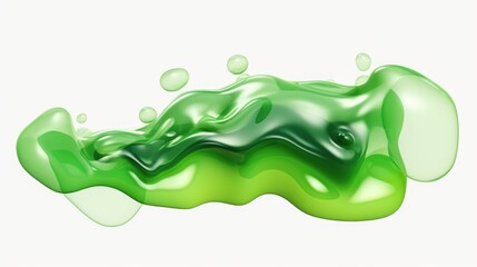 A green liquid wave with bubbles on a white background. Ideal for science and technology concepts