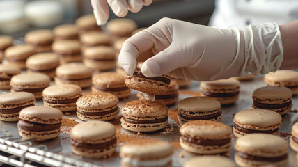 French macarons on a table.