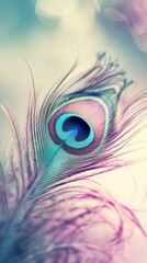 Close Up of a Peacock Feather on a Blurry Background