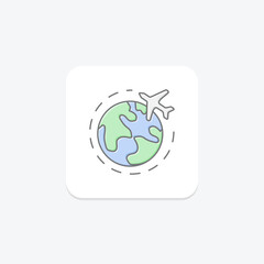 Travel icon, traveling, travel adventures, travel experiences, travel journeys lineal color icon, editable vector icon, pixel perfect, illustrator ai file