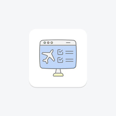 Check-in icon, travel check-in, flight check-in, hotel check-in, car rental check-in lineal color icon, editable vector icon, pixel perfect, illustrator ai file