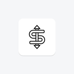 Dollar Sign icon, dollar, currency, money, finance line icon, editable vector icon, pixel perfect, illustrator ai file