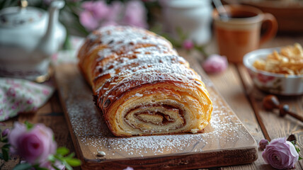 A delicious fruit-filled pastry roll.