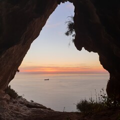 Cave view to sea Gibraltar