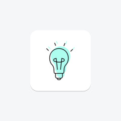 Lightbulb icon, light bulb, idea, innovation, creativity color shadow thinline icon, editable vector icon, pixel perfect, illustrator ai file