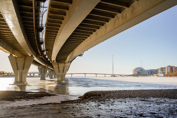 View from under the Western high-speed Diameter highway connecting the Northern part of St....
