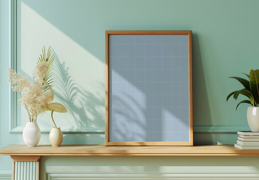 Wooden Frame Mockup With Generative ai