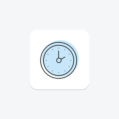 Clock icon, clocks, time, timepiece, watch color shadow thinline icon, editable vector icon, pixel perfect, illustrator ai file