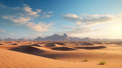 Panorama landscape of sand dunes system on beach - obrazy, fototapety, plakaty
