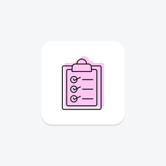 Checklist icon, checklists, to-do list, task list, agenda color shadow thinline icon, editable vector icon, pixel perfect, illustrator ai file