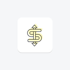 Dollar Sign icon, dollar, currency, money, finance color shadow thinline icon, editable vector icon, pixel perfect, illustrator ai file