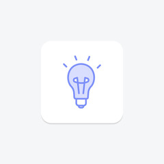 Lightbulb icon, light bulb, idea, innovation, creativity duotone line icon, editable vector icon, pixel perfect, illustrator ai file