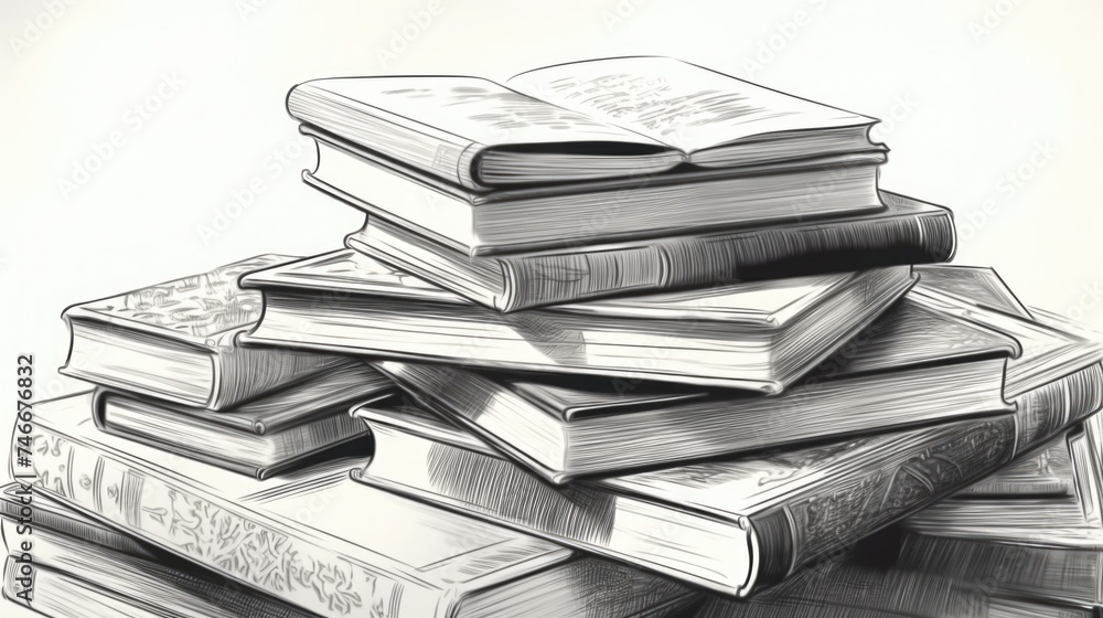 Poster a stack of books sitting on top of each other. suitable for educational and reading materials
