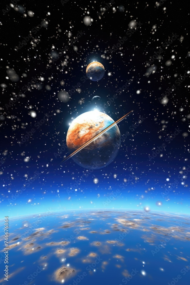 Poster A breathtaking image of a planet in the vast outer space. Perfect for science and astronomy projects