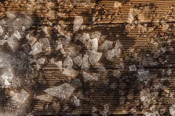 Ice underfoot in the city  on a clear sunny winter day