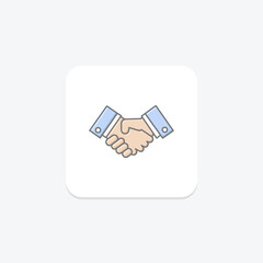 Handshake icon, handshake icon, agreement, partnership, deal lineal color icon, editable vector icon, pixel perfect, illustrator ai file