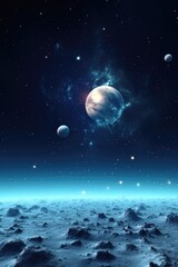 A group of planets floating in the sky. Perfect for science fiction or space-themed designs