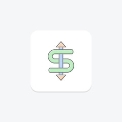 Dollar Sign icon, dollar, currency, money, finance lineal color icon, editable vector icon, pixel perfect, illustrator ai file