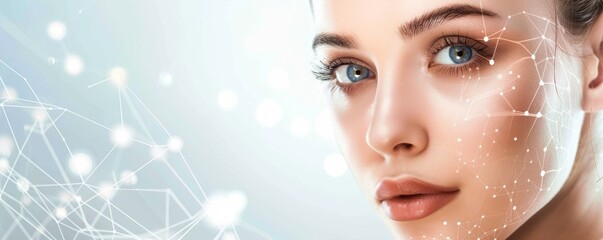 Laser treatment for skin rejuvenation, depicting the precision and effectiveness of modern dermatological procedures - obrazy, fototapety, plakaty