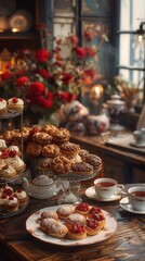 A table topped with lots of pastries and cakes