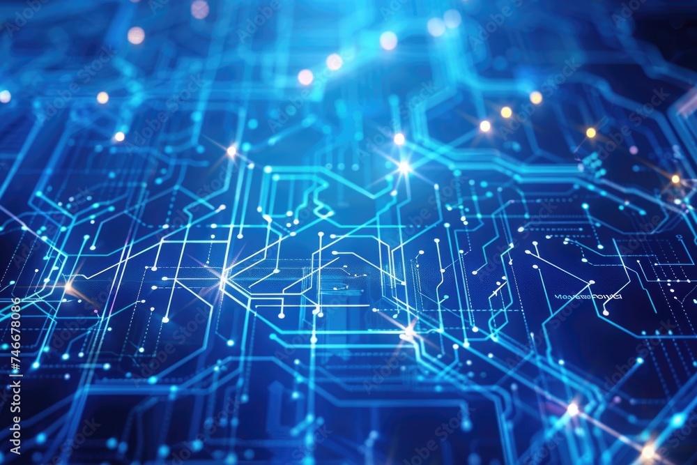 Poster Detailed view of a computer circuit board. Suitable for technology concepts