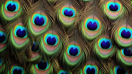 Obraz premium Detailed close up of vibrant peacock tail feathers, perfect for nature-themed designs