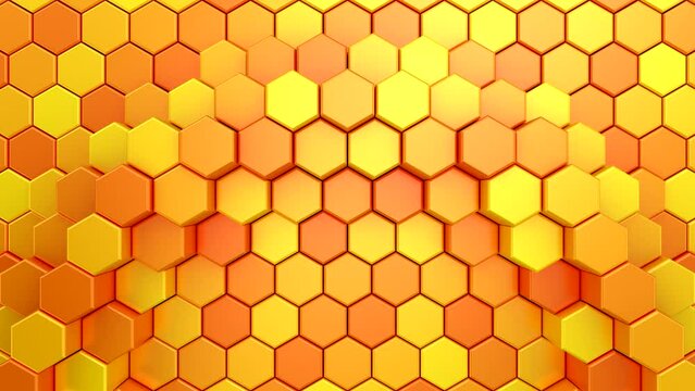 Background of Hexagons. Abstract motion, two color, 3d rendering, 4k resolution
