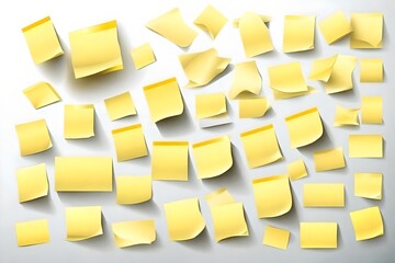 Yellow stick note isolated on white background vector Realistic yellow stick note set. Isolated post-it notes collection with curled corners and shadows. Vector illustration on white background.