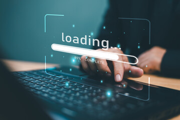 Internet loading speed performance on computer screen. High speed web connection. Fast internet...