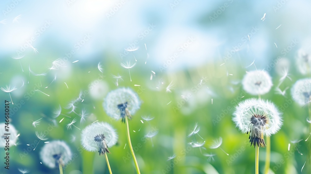 Poster dandelion abstract background. shallow depth of field