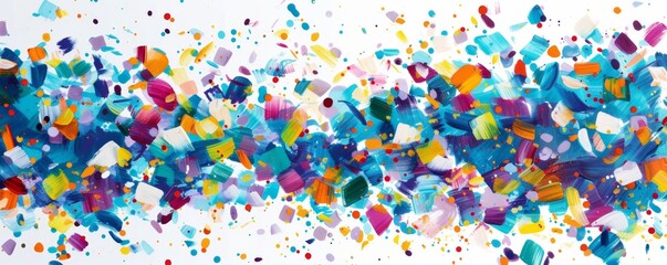 Vibrant Confetti Abstract Painting on White Background