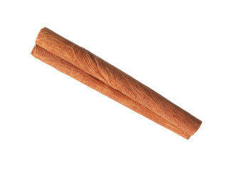 One aromatic cinnamon stick isolated on white