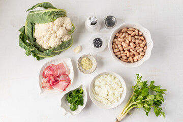 Ingredients for White Bean and Cauliflower Cream Soup