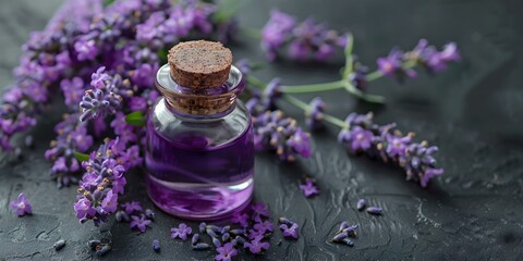 Obraz na płótnie Canvas Creating natural beauty products from lavender flowers oils perfumes creams soaps. Concept Beauty products, Lavender, Natural ingredients, Essential oils, Skincare