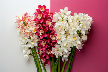 white flowers on white pink background in the style o