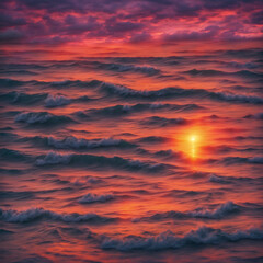 Fototapeta premium A beautiful sunset over the ocean with vibrant colors