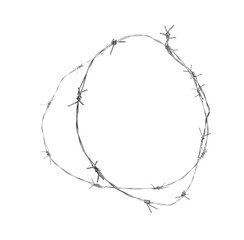 Shiny metal barbed wire isolated on white