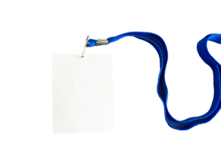 Blank white identity card with strap transparent background png file type