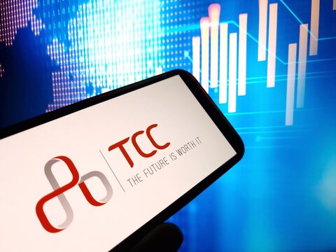 Konskie, Poland - February 24, 2024: Taiwan Cement company logo displayed on mobile phone
