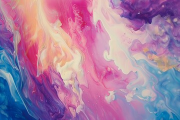 Abstract Painting With Blue, Pink, and Yellow