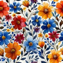 Schilderijen op glas Floral natural pattern flowers on a white background © aviavlad