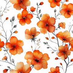 Floral natural pattern flowers on a white background