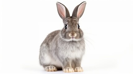 Obraz premium Grey rabbit on a white background
