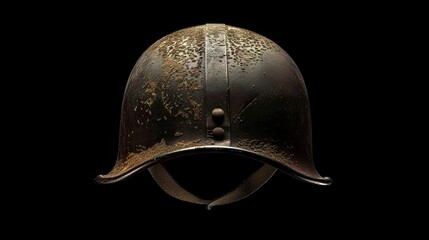 Obraz premium The old military helmet isolated on white, a powerful symbol of historical combat and military heritage.