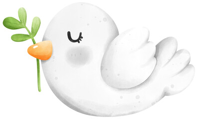 Dove with olive branch, Holy Week Catholic Tradition watercolor illustration	