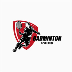 Modern Passionate Badminton Player In Action Logo