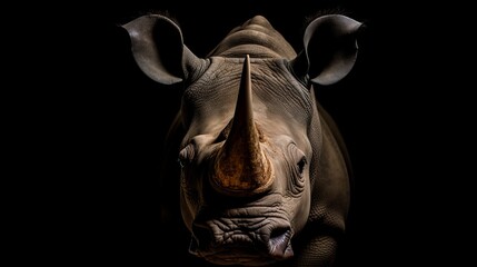 Portrait of a rhinoceros on white background