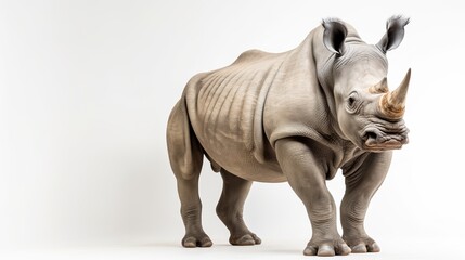 Fototapeta premium Portrait of a rhinoceros on white background