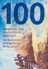 Closeup of 100 Swiss franc banknote - obrazy, fototapety, plakaty